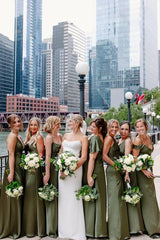 White Luxurious Beads Strapless Mermaid Satin Wedding Dresses