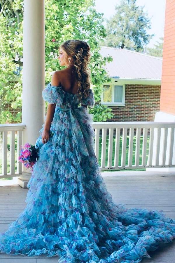 Fashionable Off-The-Shoulder A-Line Long Party Dresses with Slit
