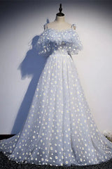Exquisite Off-The-Shoulder Spaghetti Straps A-Line Tulle Floral Party Dresses