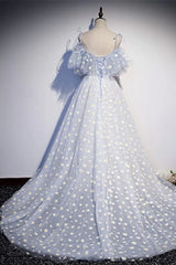 Exquisite Off-The-Shoulder Spaghetti Straps A-Line Tulle Floral Party Dresses