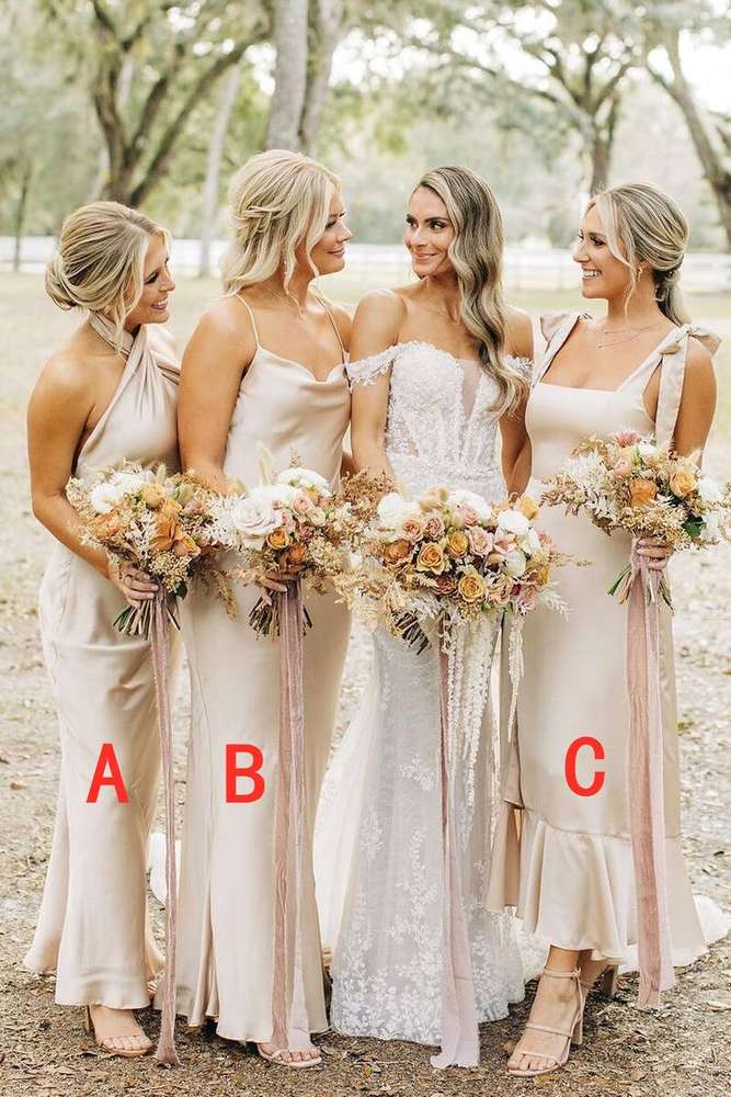 Chic Sleeveless Mermaid Satin Bridesmaid Dresses