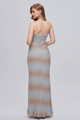 Floor-Length Spaghetti Straps V-Neck Formal Dresses with Slit