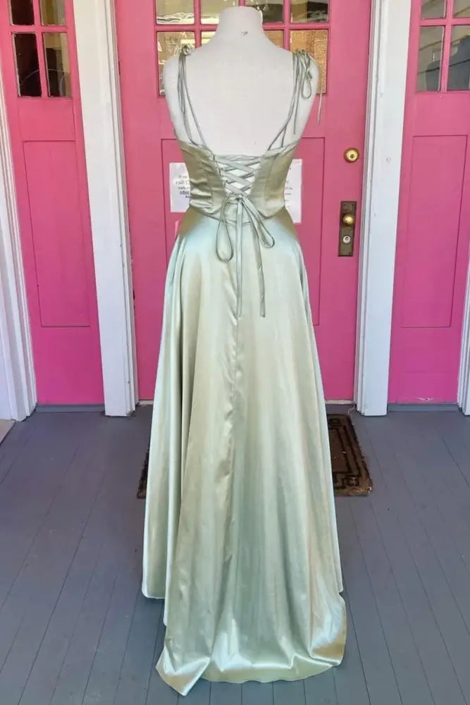 Sexy Cowl Neck A-Line Satin Formal Dresses with Ruffles