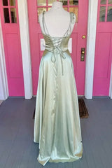 Sexy Cowl Neck A-Line Satin Formal Dresses with Ruffles