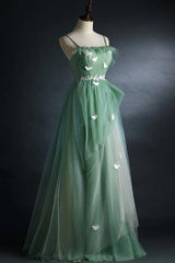 Exquisite Square Neck A-Line Tulle Formal Dresses with Appliques