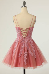 Stylish V-Neck Short A-Line Tulle Homecoming Dresses with Appliques