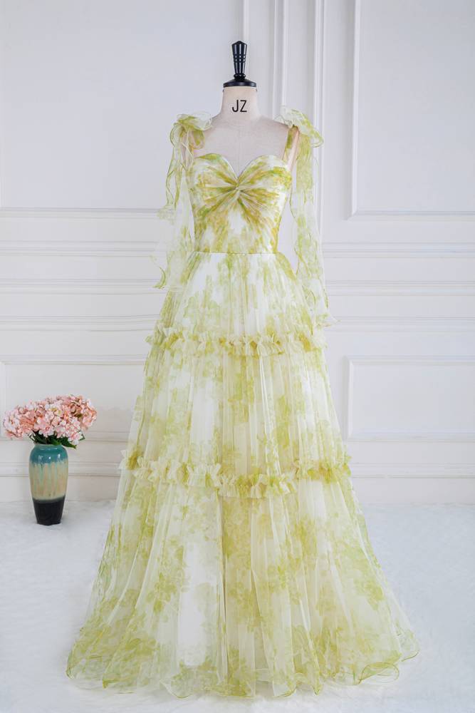 Fabulous Sweetheart Sleeveless Tulle Floral Prom Dresses