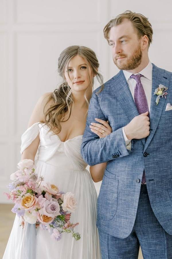 Deluxe Off-The-Shoulder A-Line Satin Wedding Dresses with Train