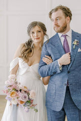 Deluxe Off-The-Shoulder A-Line Satin Wedding Dresses with Train