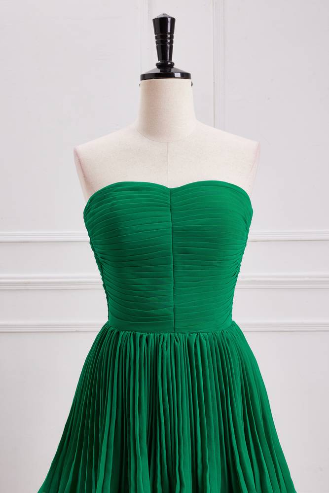 Emerald Strapless Sweetheart A-Line Tiered Party Dresses