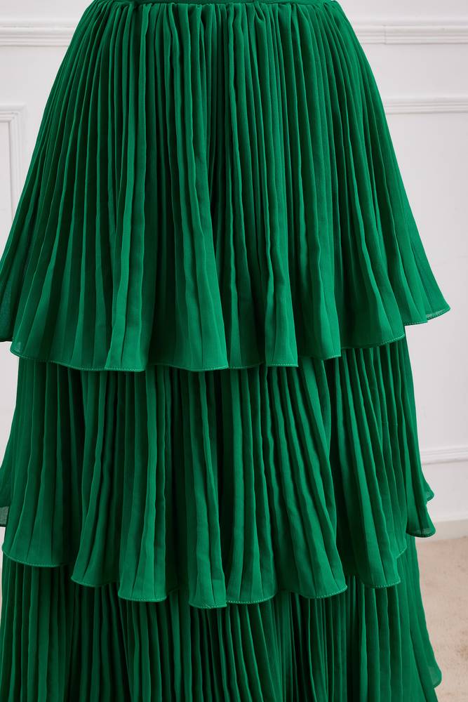Emerald Strapless Sweetheart A-Line Tiered Party Dresses