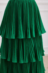 Emerald Strapless Sweetheart A-Line Tiered Party Dresses