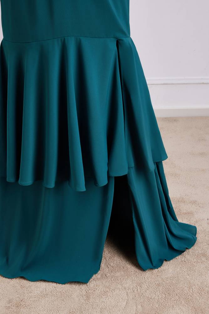 V-Neck Long Sleeves Mermaid Bridesmaid Dresses with Slit