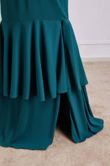 V-Neck Long Sleeves Mermaid Bridesmaid Dresses with Slit