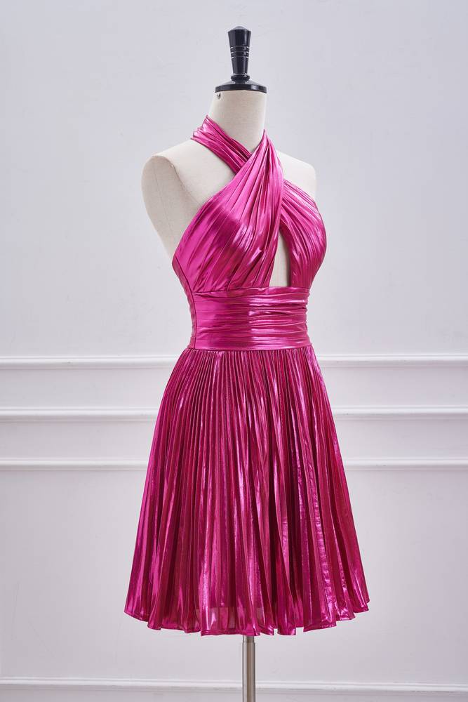 Halter Backless A-Line Short Homecoming Dresses with Ruffles