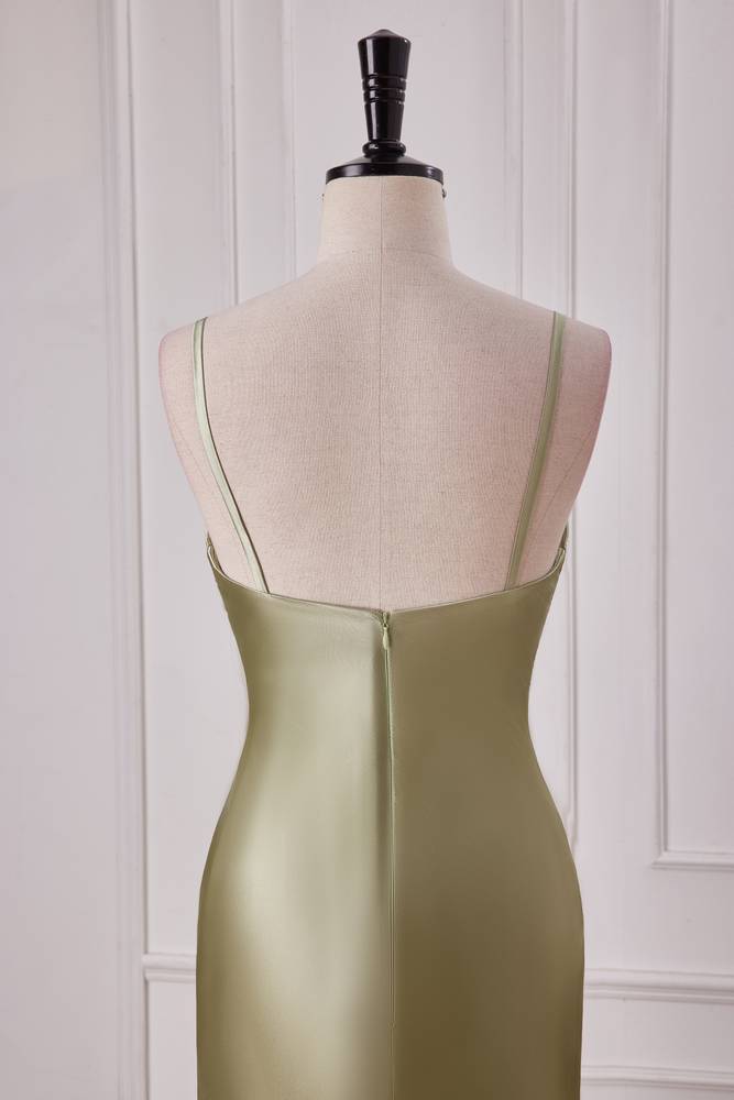 Elegant V-Neck Sleeveless Satin Mermaid Prom Dresses
