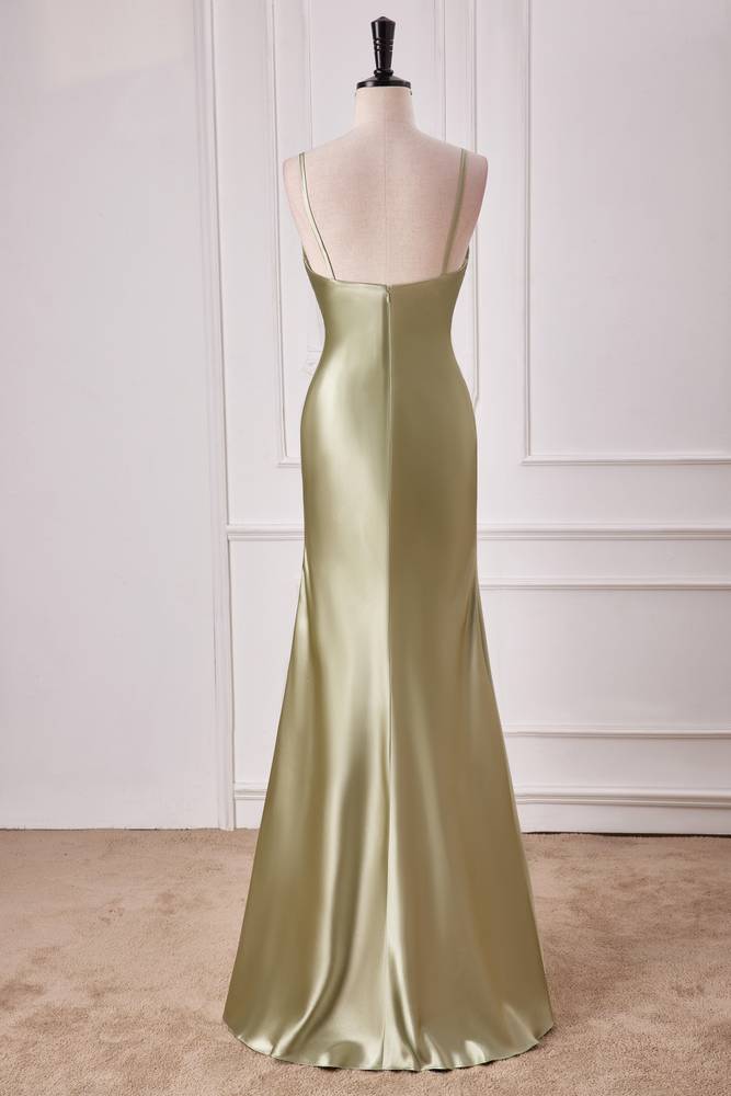 Elegant V-Neck Sleeveless Satin Mermaid Prom Dresses