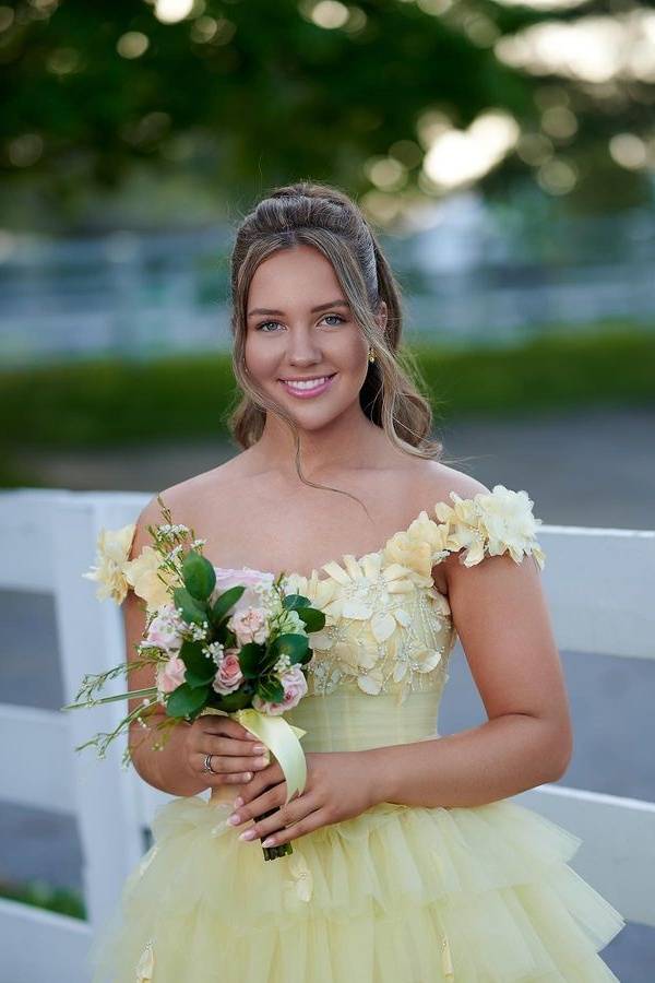 Daffodil Tiered A-Line Off-The-Shoulder Tulle Party Dresses