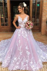 A-Line Tulle Sleeveless Party Prom Dresses with Appliques