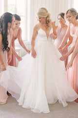 Gorgeous V-Neck A-Line Tulle Wedding Dresses