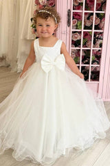 Floor-Length Ball Gown Tulle Flower Girl Dresses with Beads