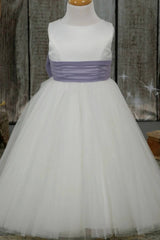 Jewel Neck Sleeveless A-Line Flower Girl Dresses with Bow