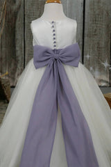 Jewel Neck Sleeveless A-Line Flower Girl Dresses with Bow