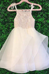 Spaghetti Straps A-Line Lace Organza Flower Girl Dresses