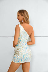 One-Shoulder Sequined Sheath Short Homecoming Dresses