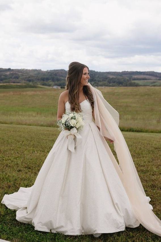 White Deluxe Strapless Sweetheart A-LIne Satin Wedding Dresses