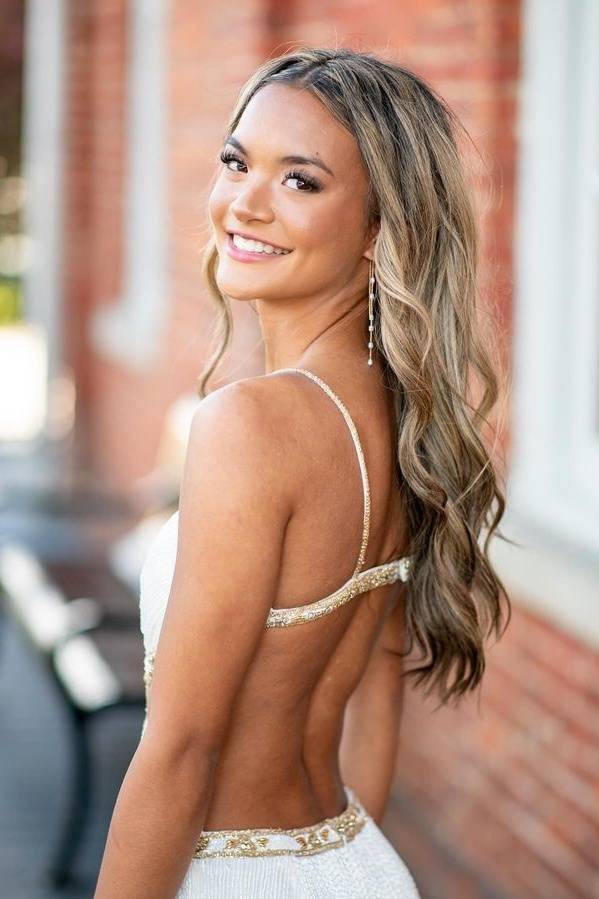 White V-Neck Backless Mermaid Formal Prom Dresses with Slit
