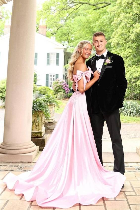 Colorful Off-The-Shoulder Mermaid Velvet Satin Prom Dresses with Bow