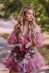 Charming Off-The-Shoulder Short A-Line Tulle Homecoming Dresses